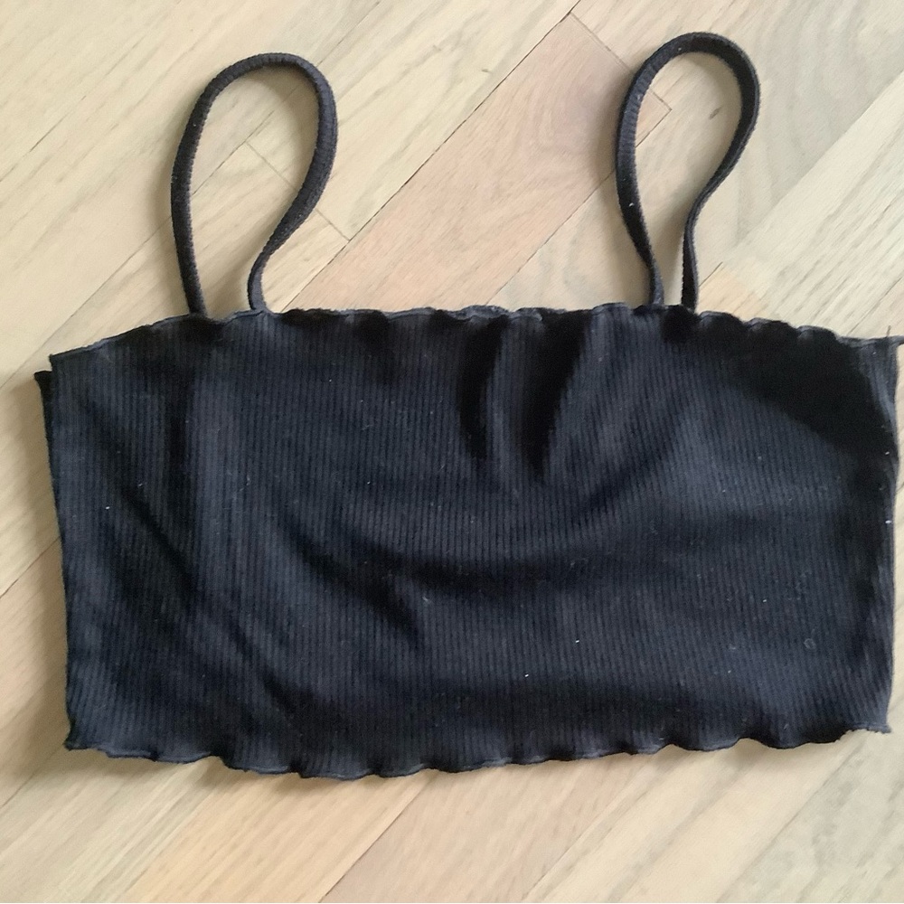 Nasty Gal Black Ribbed Crop Top
